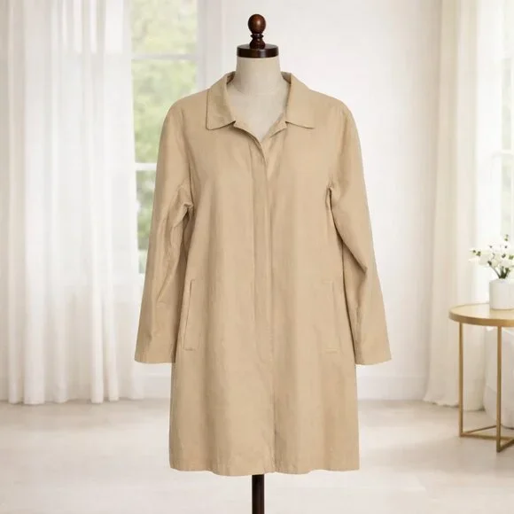 Fleet Street Rainwear Chamois Tan Coat Size M - Picture 2 of 11